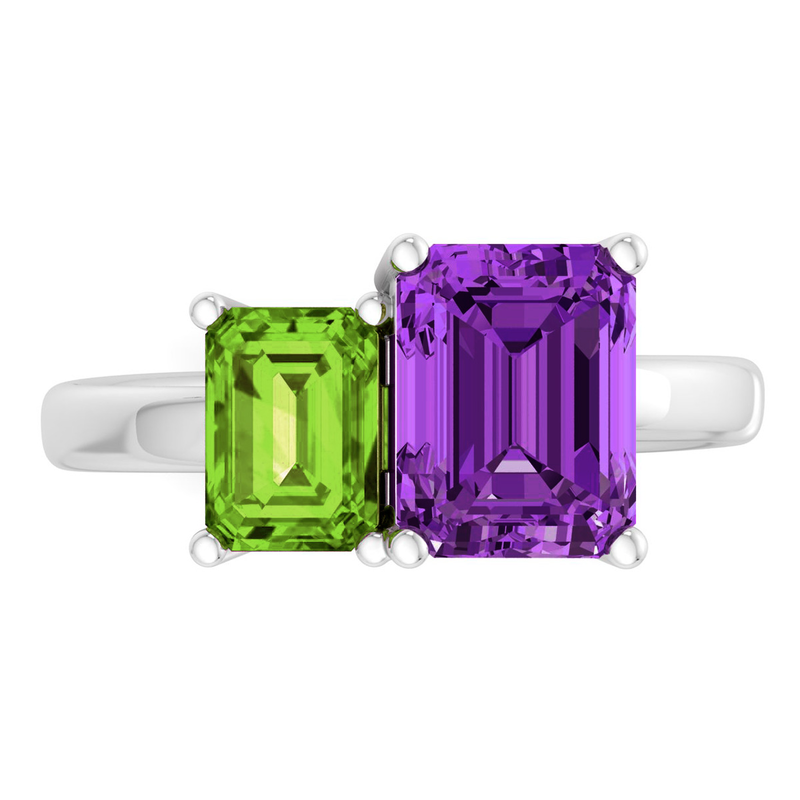 Martha Stewart 3 1/4ctw. Peridot & Amethyst Two Stone Ring In Sterling Silver image number null